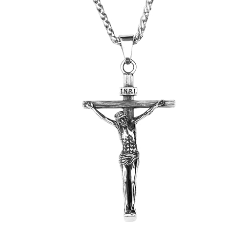 IOETSEUT halskette männer halskette damen Punk Christus Kreuz Anhänger Halskette Für Männer Mode Religiöses Gebet Amulett Schmuck Geschenke von IOETSEUT