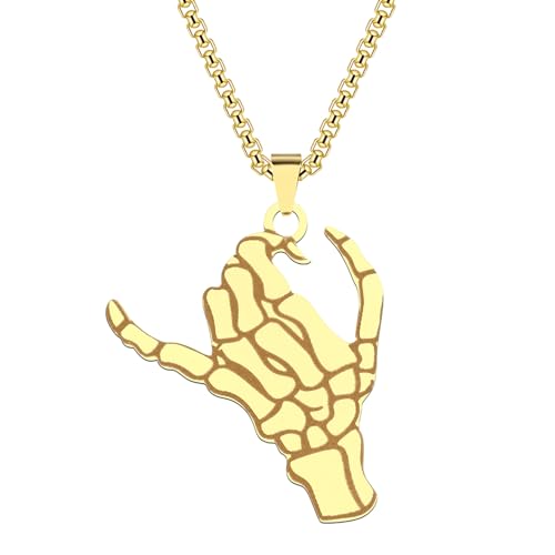 IOETSEUT halskette männer halskette damen Skelett Pinky Swear Anhänger Halskette für Frauen Männer Stoic Skull Charm Kette Paare Passender Schmuck von IOETSEUT