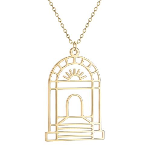 IOETSEUT halskette männer halskette damen Sun Charm Anhänger Halskette Gewölbte Sonne Charm Tür Anhänger Halskette Geometrische Charms Schmuck Zubehör von IOETSEUT