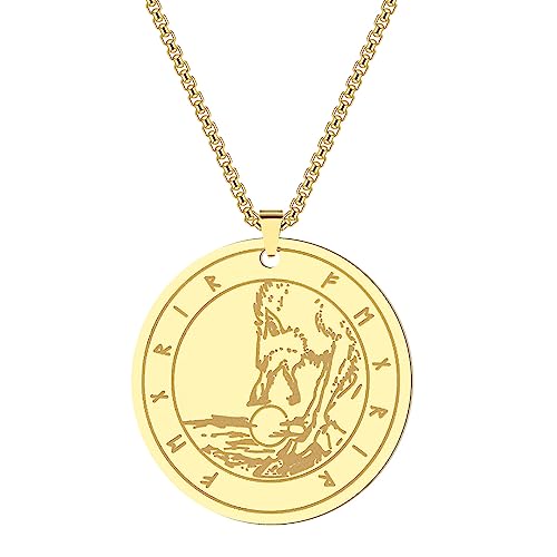 IOETSEUT halskette männer halskette damen Vintage Fenrir oder Fenrisúlfr Wolf Anhänger Halskette für Männer Frauen Sohn von Loki Amulett der nordischen Mythologie Schmuck Choker Kette Geschenk von IOETSEUT