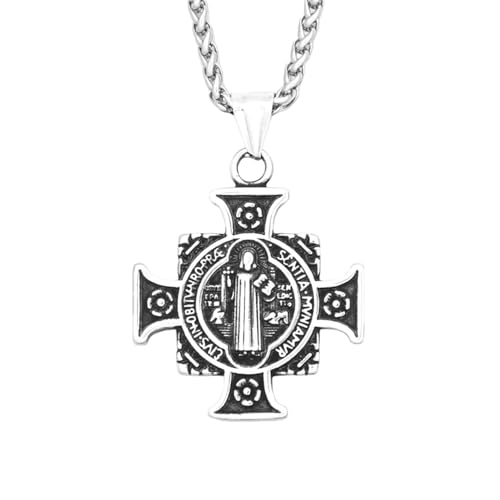 IOETSEUT halskette männer halskette damen Vintage Heiliger Benedikt Exorzist Anhänger Halsketten Für Männer Frauen Mode Religiöses Amulett Schmuck von IOETSEUT