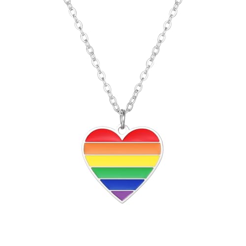 IOETSEUT herren halskette Liebe Herz Regenbogen Bunte Mode Zarte Anhänger Halskette Schmuck Geschenk Für Frauen beste freundin geschenke von IOETSEUT