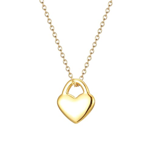 IOETSEUT herren halskette Love Lock Herz Silber Farbe Vergoldet Mode Zarter Minimalismus Anhänger Halskette Schmuck Geschenk Für Frauen beste freundin geschenke von IOETSEUT
