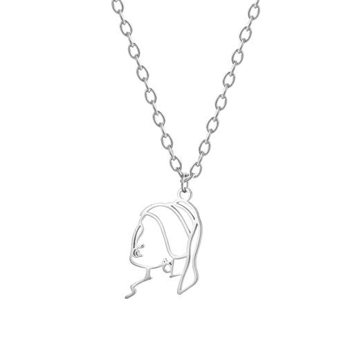 IOETSEUT herren halskette Mädchen Seite Gesicht Hip Hop Zarte Mode Anhänger Halskette Silber Farbe Schmuck Geschenk Für Mann beste freundin geschenke von IOETSEUT