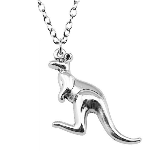 IOETSEUT personalisierte Halskette Silber Halskette Mode Vintage 47x31mm Känguru Anhänger Halskette Für Frauen Männer Lange Kette Halskette Schmuck Accessoires Geschenk von IOETSEUT