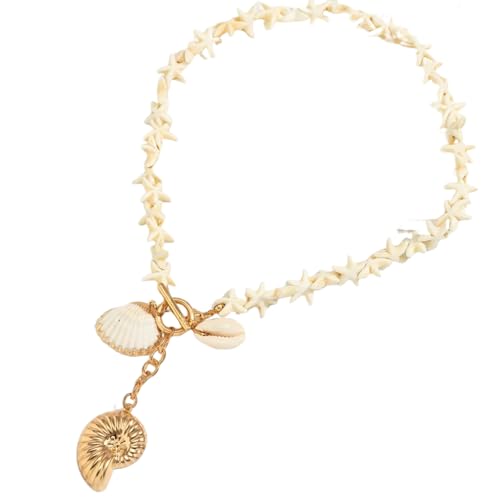 Schwester Halskette geschichtete Halskette Frauen Strand Stil Perlen Muschel Seestern Anhänger Halskette Damen Schnur Grau Imitation Barock Perle Quasten Halsbänder Zarter Schmuck Lehrer Geschenke von IOETSEUT