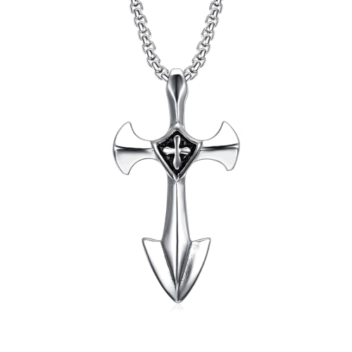 halskette männer halskette damen Punk Hip Hop Templer Ritter Kreuz Anhänger Halsketten Für Männer Frauen Mode Charm Amulett Schmuck Geschenke von IOETSEUT