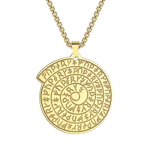 halskette männer halskette damen Wikinger Kalender Rune Anhänger Halskette für Männer Jungen The Witcher Medaillon Charm Kette Hip Hop Schmuck von IOETSEUT