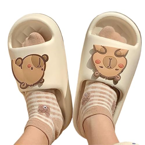 IOEUIWP Dicke Sohle Frauen Hausschuhe Slides Badezimmer Strand Indoor Sandalen Schuhe Für Drinnen & Draußen(White,44-45) von IOEUIWP