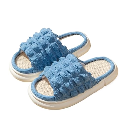 IOEUIWP Hausschuhe Damen Hausschuhe Offene Zehenpartie Anti-Rutsch Flache Pantoffeln Für Drinnen & Draußen(Blue,40-41) von IOEUIWP
