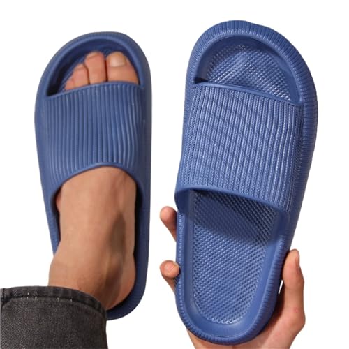 IOEUIWP Hausschuhe Home Damen tragen rutschfeste Schuhe mit weicher Sohle, einfache Hausschuhe Für Drinnen & Draußen(Blue,48-49) von IOEUIWP