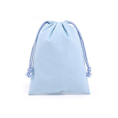 IOFIT Wiederverwendbare Baumwoll-Beutel mit Kordelzug, Stoff-Aufbewahrungstasche for Küchenprodukte, Beutel mit Kordelzug, Geschenktasche (Color : Light Blue, Size : 18x25cm) von IOFIT