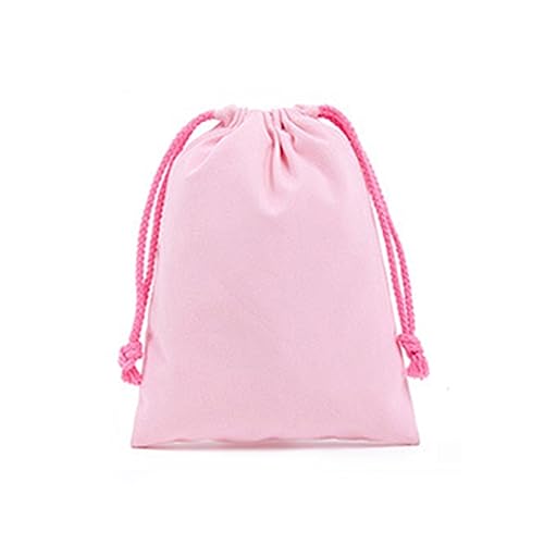 IOFIT Wiederverwendbare Baumwoll-Beutel mit Kordelzug, Stoff-Aufbewahrungstasche for Küchenprodukte, Beutel mit Kordelzug, Geschenktasche (Color : Pink, Size : 18x25cm) von IOFIT