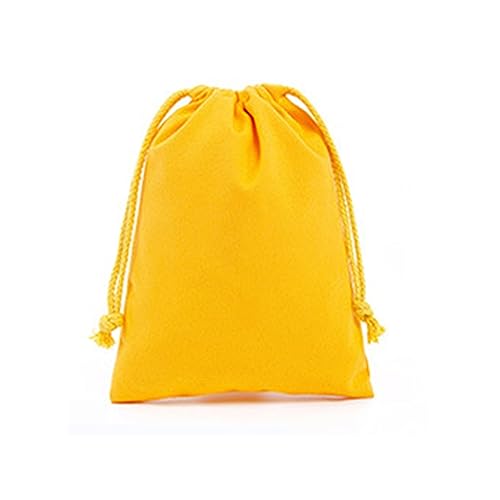 IOFIT Wiederverwendbare Baumwoll-Beutel mit Kordelzug, Stoff-Aufbewahrungstasche for Küchenprodukte, Beutel mit Kordelzug, Geschenktasche (Color : Yellow, Size : 18x25cm) von IOFIT