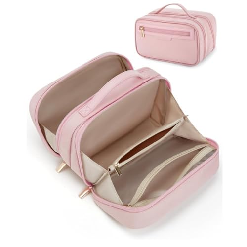 IOIUSKKU Damen Make up Reisetasche mit separaten Fächern zum einfachen Packen. Stoff Make up Tasche mit Fächern. Kosmetiktaschen, A von IOIUSKKU