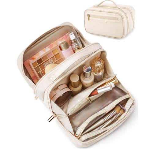 IOIUSKKU Damen Make up Reisetasche mit separaten Fächern zum einfachen Packen. Stoff Make up Tasche mit Fächern. Kosmetiktaschen, D von IOIUSKKU