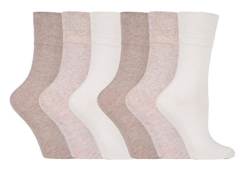 IOMI - 6er pack damen ohne gummi weitschaft baumwolle socken/diabetikersocken (37-42 eur, Cream LA4)… von IOMI