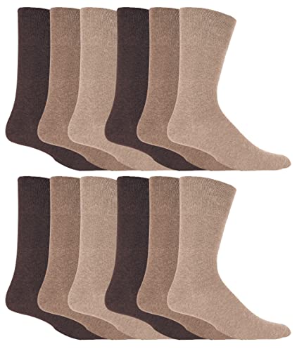 IOMI 12er Pack Herren Diabetikersocken Ohne Gummi Extra Weit Socken Ohne Naht für Geschwollene Füße (46-50, Beige) von IOMI