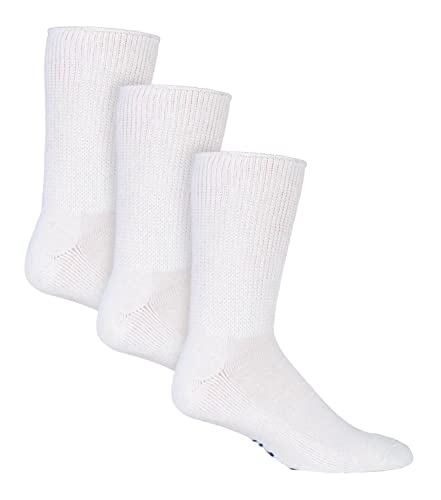 IOMI - 3 paar Unisex extra weit diabetikersocken/gesundheitssocken mit komfortbund in schwarz und weiß 4 größen (43-45 eur, Weiß) von IOMI