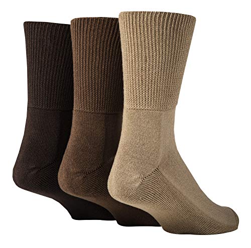 IOMI - 3er Pack Herren und Damen Bambus Ohne Gummi Socken für Diabetiker | Diabetikersocken Bambussocken (Braun, 43-45) von IOMI