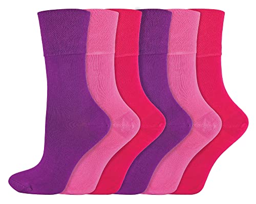 IOMI 6er Pack Damen Socken Ohne Gummibund Atmungsaktiv Extra Weit Bambus Diabetikersocken (37-42, Rosa) von IOMI