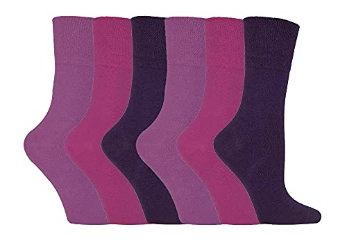 IOMI - 6er pack damen ohne gummi weitschaft baumwolle socken/diabetikersocken in 7 farben (37-42 eur, Lila LA8) von IOMI