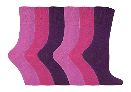 IOMI - 6er pack damen ohne gummi weitschaft baumwolle socken/diabetikersocken in 7 farben (37-42 eur, Rosa LA2) von IOMI