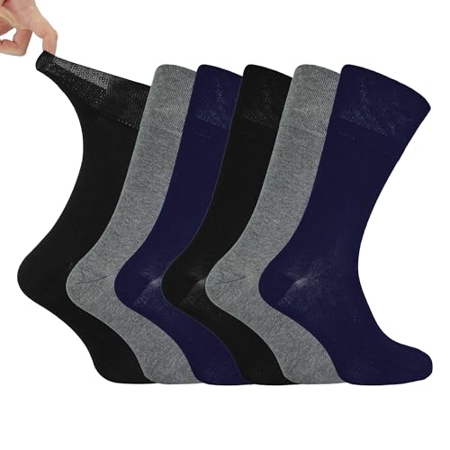 IOMI - 6er pack herren ohne gummi weitschaft baumwolle socken/diabetikersocken in 5 farben (IOMI Grau) von IOMI