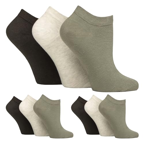 IOMI 9er Pack Damen Diabetiker Socken Kurz Extra Weit Sneaker Socken Ohne Gummi Geschwollene Füße von IOMI