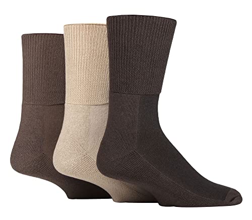 IOMI Footnurse – 3er-Pack Unisex Extra Breite Bambus Diabetikersocken | 4 Größen | Für geschwollene Füße und Beine | Glatte Zehennaht | Gepolsterter Fuß, coffee bean, M von IOMI