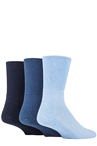 IOMI SOCKSHOP Footnurse Herren und Damen Bambus gepolstert Fuß Diabetiker Socken Packung mit 3 Blau 39-43 von IOMI