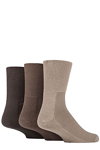 IOMI SOCKSHOP Footnurse Herren und Damen Bambus gepolstert Fuß Diabetiker Socken Packung mit 3 Braun 43-47 von IOMI