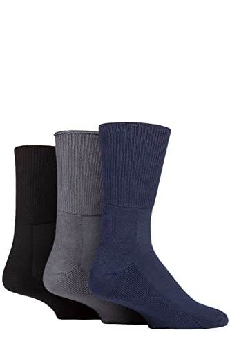 IOMI SOCKSHOP Footnurse Herren und Damen Bambus gepolstert Fuß Diabetiker Socken Packung mit 3 Schwarz/Marine/Grau 39-43 von IOMI