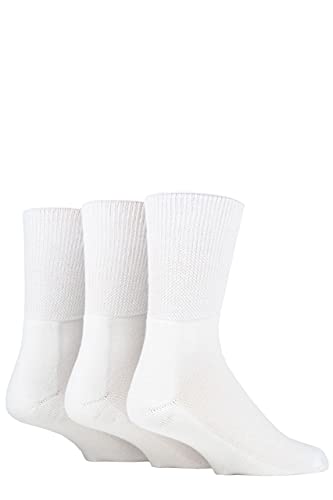 IOMI SOCKSHOP Footnurse Herren und Damen Bambus gepolstert Fuß Diabetiker Socken Packung mit 3 Weiß 39-43 von IOMI