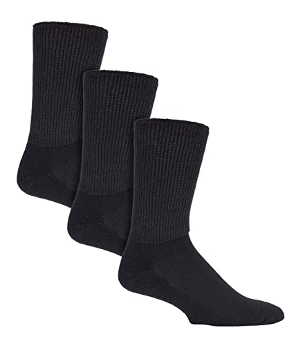 Iomi extrabreite Diabetiker-Socken für geschwollene Beine, in 2 Farben und 4 Größen, 3 Paar Gr. 43-45 , schwarz von IOMI