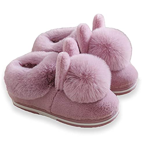 IONOKO Hausschuhe Damen Plüsch Flauschige Warme Süßer Hase Alles Inklusive Memory Foam Slipper Leicht Rutschfeste Bequem Flache Home Pantoffeln Lila EU 37 38 von IONOKO
