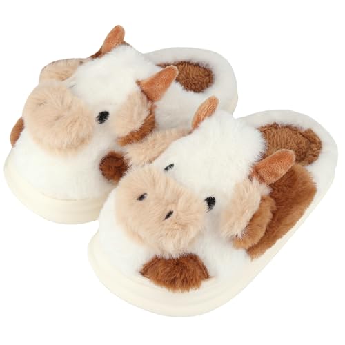 IONOKO Kuh Hausschuhe Mädchen Cow Slippers Plüsch Pantoffeln Tiere Niedliche Cartoon Hauspantoffeln Damen Winter Warme Home Pantoffeln von IONOKO