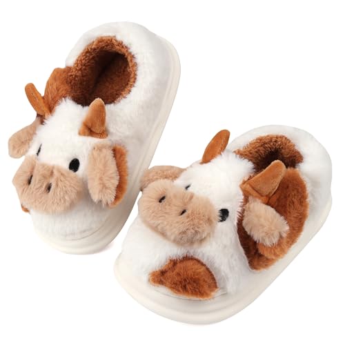 IONOKO Kuh Hausschuhe Mädchen Cow Slippers Plüsch Pantoffeln Tiere Niedliche Cartoon Hauspantoffeln Damen Winter Warme Home Pantoffeln von IONOKO