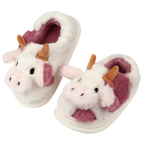 IONOKO Kuh Hausschuhe Mädchen Cow Slippers Plüsch Pantoffeln Tiere Niedliche Cartoon Hauspantoffeln Damen Winter Warme Home Pantoffeln von IONOKO