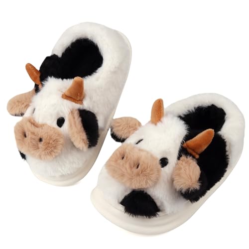 IONOKO Kuh Hausschuhe Mädchen Cow Slippers Plüsch Pantoffeln Tiere Niedliche Cartoon Hauspantoffeln Damen Winter Warme Home Pantoffeln von IONOKO