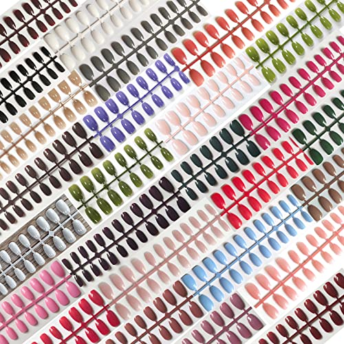 IOPYKKOA 624 Stücke Mittleres Drücken auf Nägeln Voll Abdeckung Gefälschte Ballerina Sarg Falsche Einfarbig Künstliche Kunststoff Nägel für Frauen Mädchen Nagel Dekor von IOPYKKOA