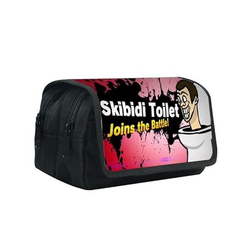 IOSCDH Skibidi Toilet Federmäppchen Skibidi Toilet Federmäppchen 2 Fach Doppelter Reißverschluss Federmäppchen Große Kapazität Briefpapier Pouch Studenten Schreibwaren Stiftbeutel von IOSCDH