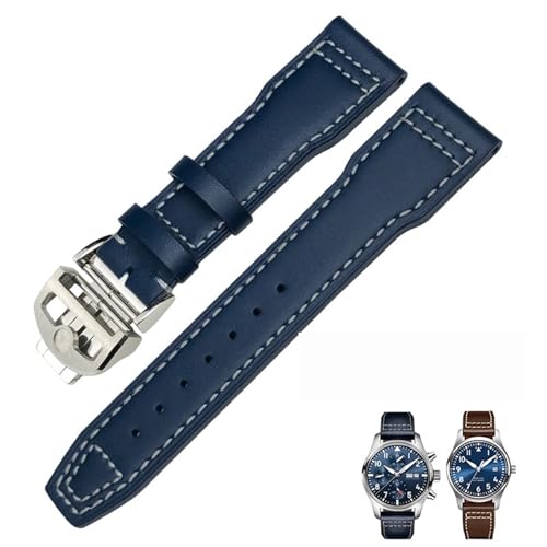 IOTUP 20 mm, 21 mm, 22 mm, Echtleder-Armband, passend für IWC-Pilotenuhr IW3777 Portofino Mark 18, schwarz, blau, braun, Herrenarmband, 20 mm, Achat von IOTUP