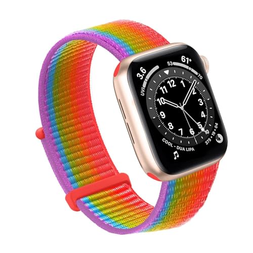 IOTUP Für Apple Watch Band 49MM 45MM 44MM 42MM 41MM 40MM 38MM, Frauen Männer Sport Nylon Loop Strap Für IWatch Serie Ultra 8 7 6 5 4 3 2 1 SE(Rainbow,42/44/45/49mm) von IOTUP