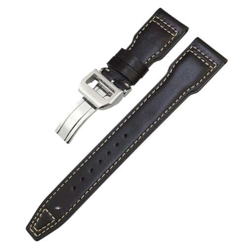 IOTUP Nieten-Uhrenarmband aus echtem Leder, 20 mm, 21 mm, 22 mm, passend für IWC Big Pilot IW377714 Spitfire Top Gun, braunes Rindslederband, 22 mm, Achat von IOTUP