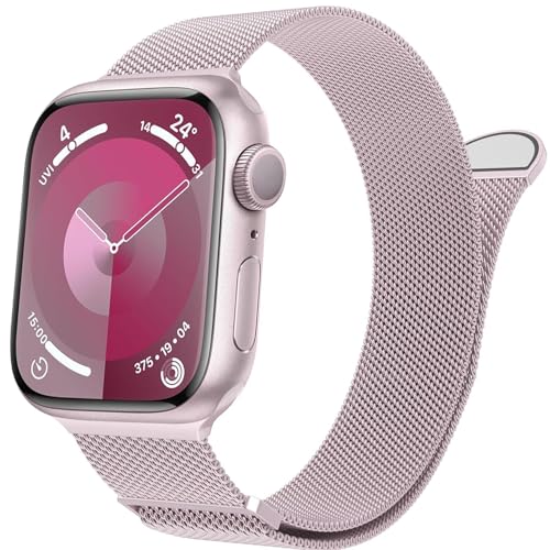 IOTUP Watch Band Für Band Series 9, Ultra 2, SE, Ultra 8 7 6 5 4 3 2 1 38 mm 40 mm 41 mm 42 mm 44 mm 45 mm 49 mm Damen und Herren, Edelstahl-Mesh-Loop-Magnetverschluss-Ersatz(H,41/40/38mm) von IOTUP