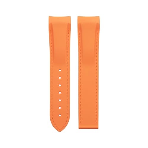 IOTUP Weiches, flexibles Gummi-Uhrenarmband für Omega-Armband Speedmaster Moonwatch Seamaster 300 AT150 Planet Ocean 600, Armband 20/21/22 mm, ohne Schnalle (Farbe: Orange, Größe: 20 mm) von IOTUP