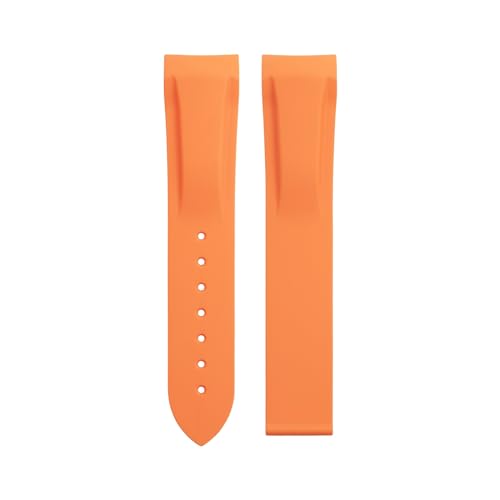IOTUP Weiches, flexibles Gummi-Uhrenarmband für Omega-Armband Speedmaster Moonwatch Seamaster 300 AT150 Planet Ocean 600, Armband 20/21/22 mm, ohne Schnalle (Farbe: Orange, Größe: 21 mm) von IOTUP