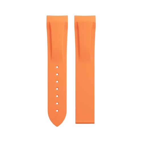 IOTUP Weiches, flexibles Gummi-Uhrenarmband für Omega-Armband Speedmaster Moonwatch Seamaster 300 AT150 Planet Ocean 600, Armband 20/21/22 mm, ohne Schnalle (Farbe: Orange, Größe: 22 mm) von IOTUP