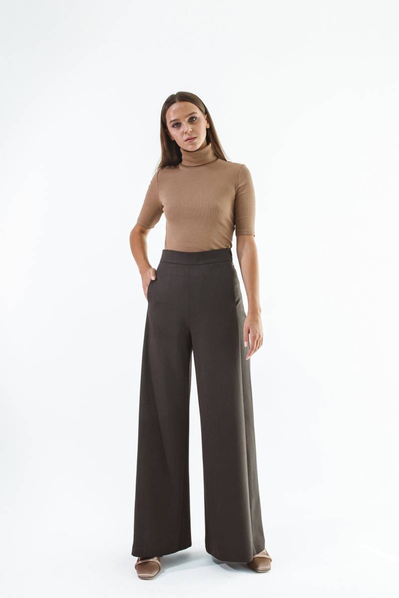 Braune Wolle Palazzo Hose Maßgeschneiderte Hohe Taille Hose Mit Weitem Bein Braune Wolle Palazzo Hose Maßgeschneiderte Hohe Taille Hose Mit Weitem Bein von IPANTSStore